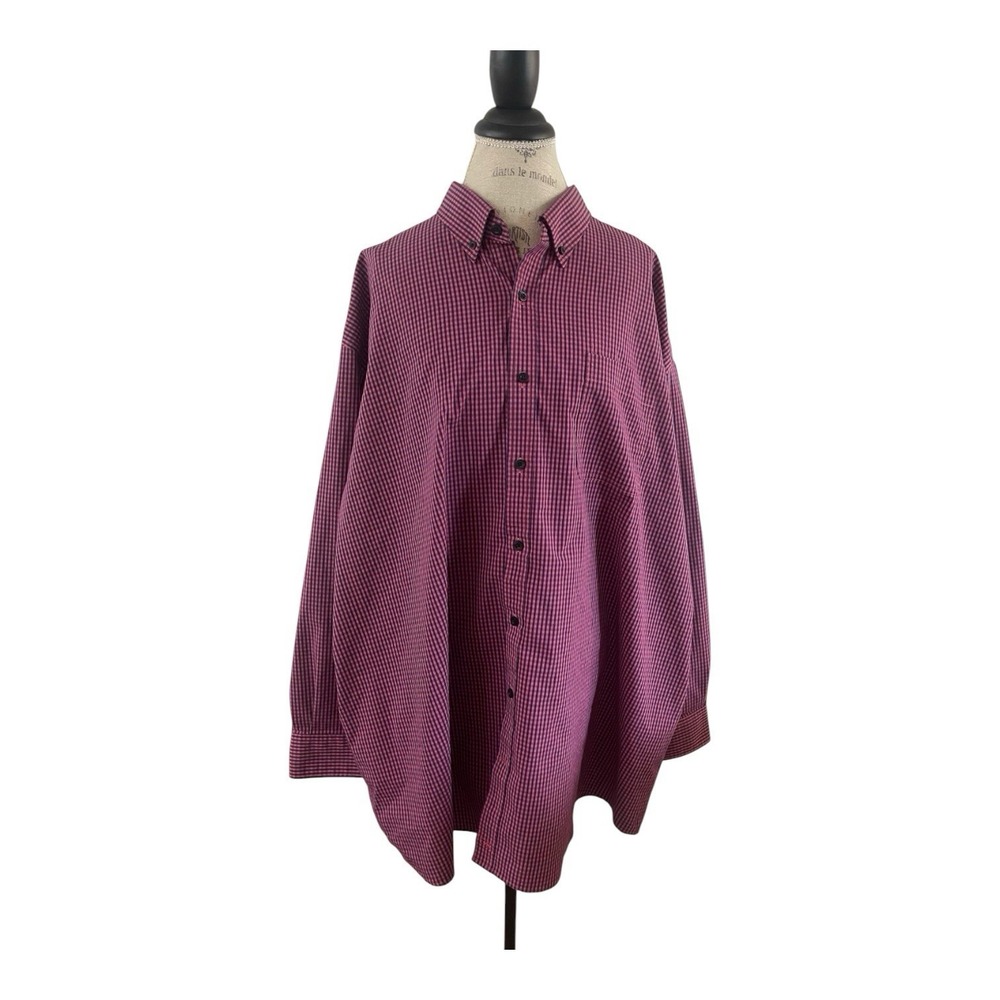 Cutter & Buck Long Sleeve‎ Anchor Gingham Button Up Shirt Embark Maroon 3XB/3TG